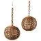 Vintage Cane and Rattan Globe Pendants, 1970s, Set of 2