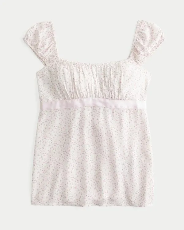 Easy Satin Tie Babydoll Top
