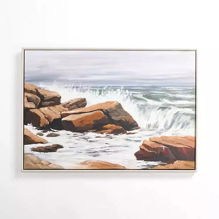 Crashing Waves Framed Canvas Art Print