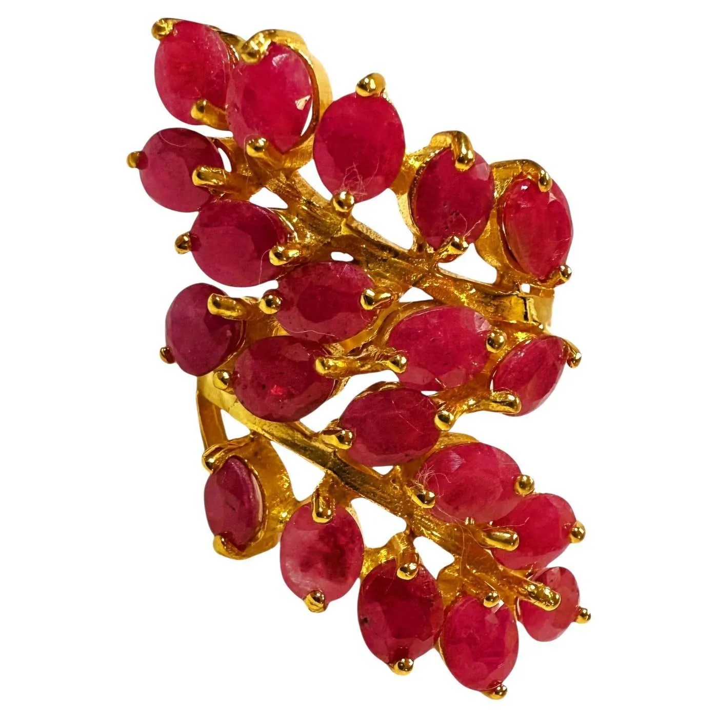 New 14k Yellow Gold PL 7.0 Ct Oval Cut Ruby Sterling Ring Size 6.5