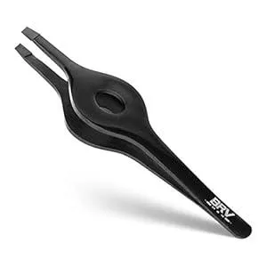 Wide Grip Slant Tweezers | Hand-Filed Slanted Tips for Ultra-Precision | Tweezers for Eyebrows & Nose/Ear/Facial Hair | Professional Tweezers for Women & Men - Black