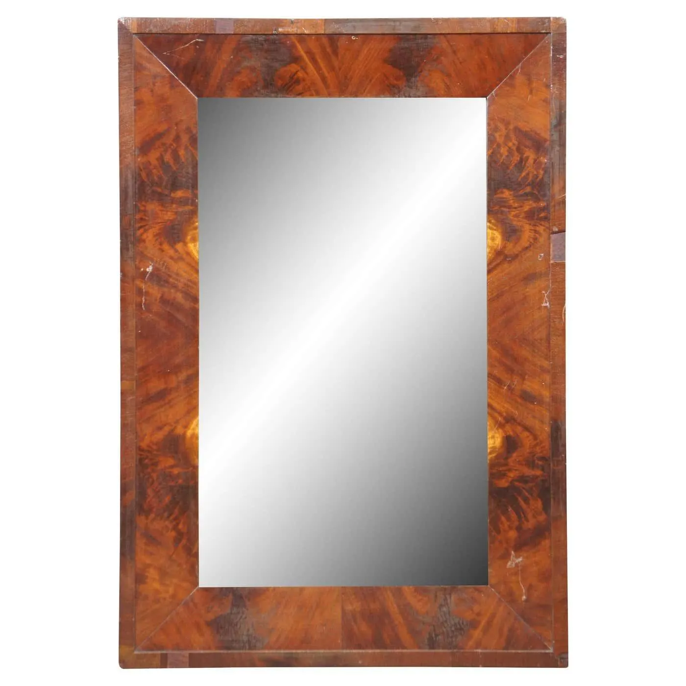 Antique American Empire Flame Mahogany Wall Vanity Mirror 26"