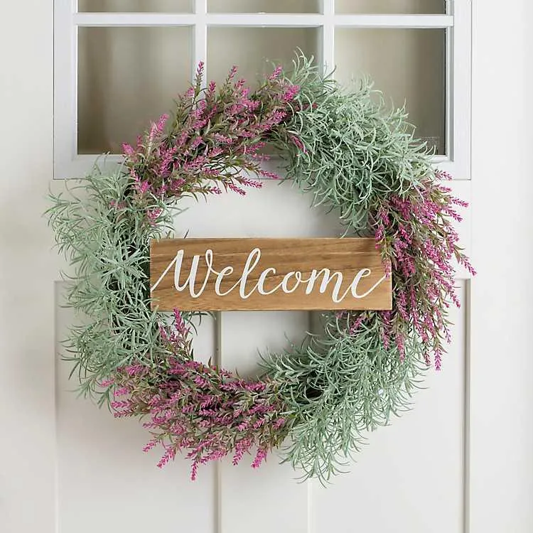 Welcome Pink Lavender Wreath