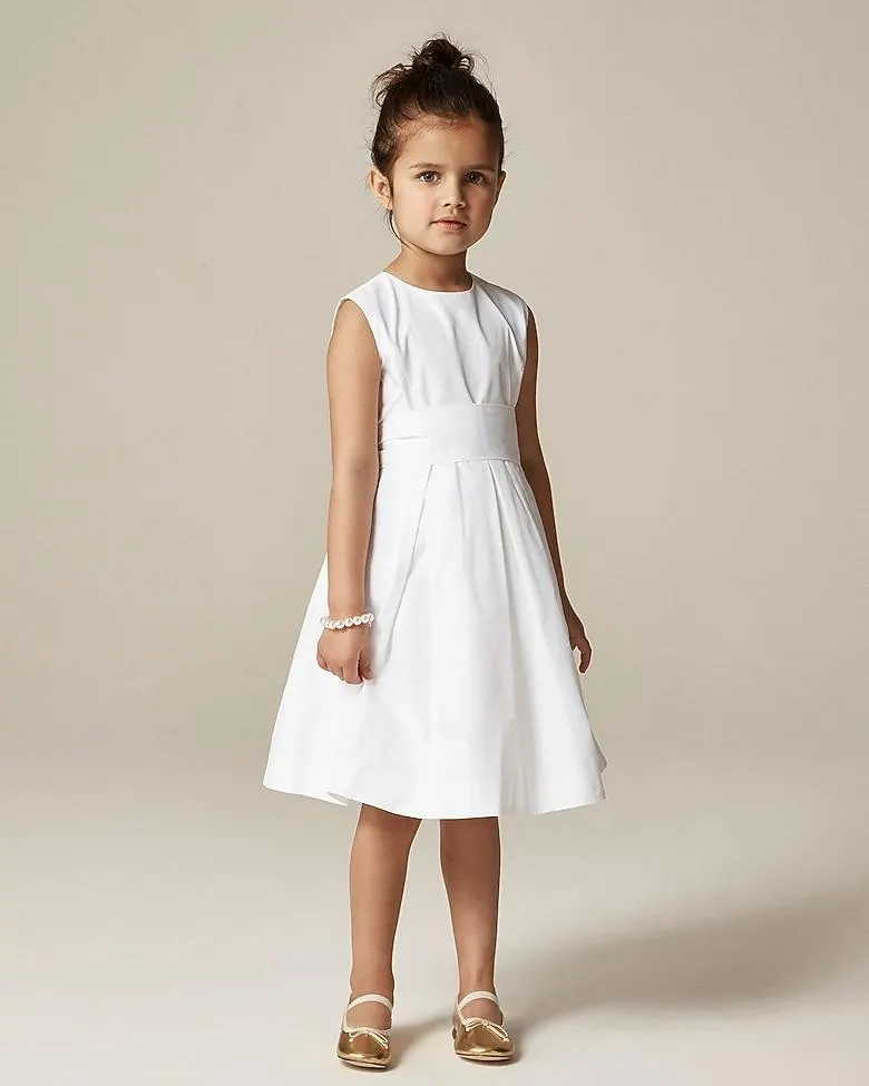 Girls' pleated bow dress in taffeta