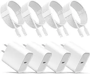 iPhone 17 16 15 Charger, USB C Charger, 4-Pack Fast Wall Charging, USB-C Chargers Block (4-Pack 6 ft Cable Included) for iPhone 17/16/15/15 Pro/15 Pro Max/iPad Pro/AirPods Samsung & More