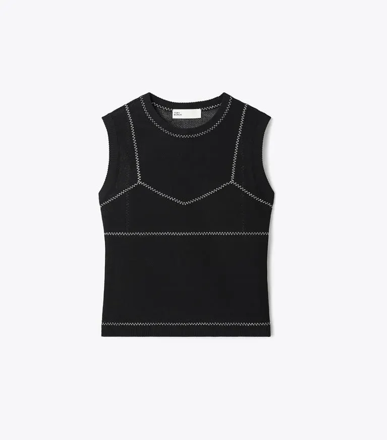 COTTON AND NYLON MESH TOP