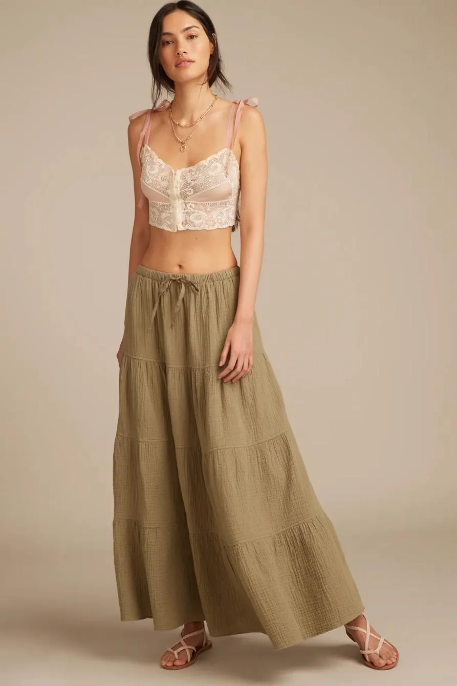gauzy tiered maxi skirt