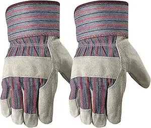 Wells Lamont 2 Pair Pack Men's Leather Work Gloves with Heavy Duty Reinforced Palms, Large (4006N-WNW) , Grey