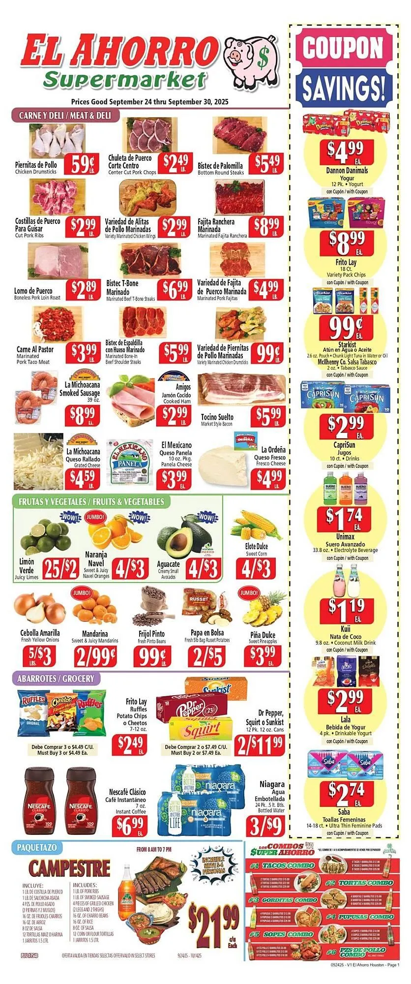 Weekly ad El Ahorro weekly ad from September 24 to September 30 2025 - Page 1