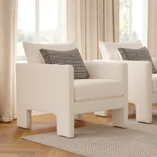 Oren 29.5" Lounge Chair - Ivory Wool Bouclé