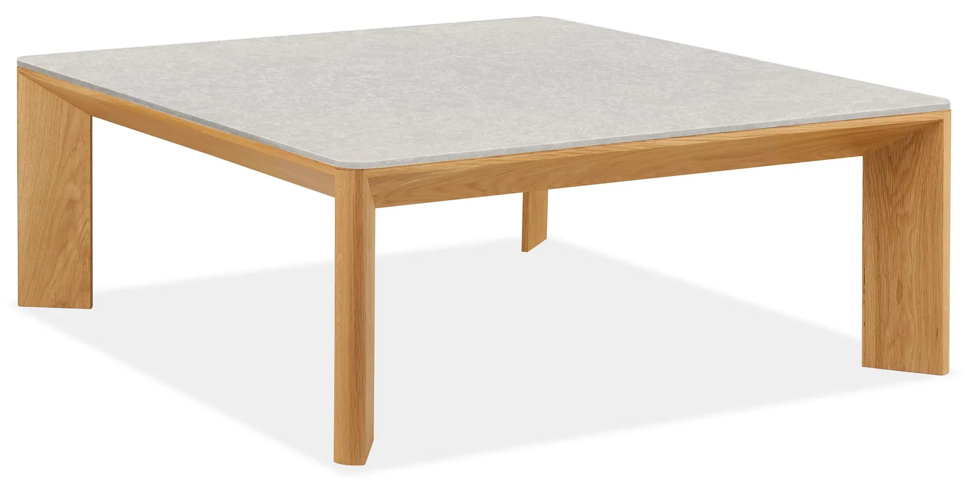 Pren 42w 42d 17h Coffee Table in White Oak w/Cambria Quartz Top Big Sur Mist