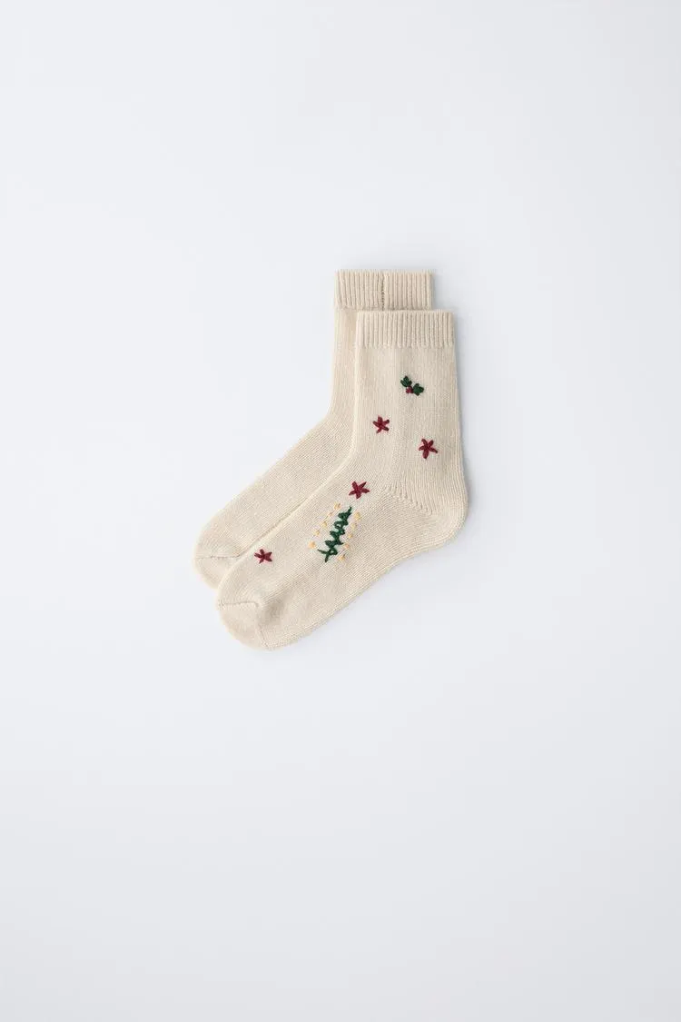 EMBROIDERED WOOL SOCKS