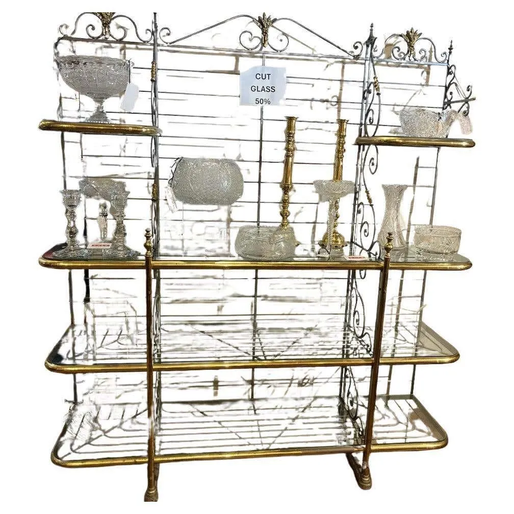 19Thc Amazing Brass & Iron Large Bakers Rack