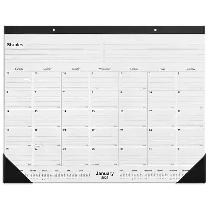 2025 Staples 22" x 17" Desk Pad Calendar,