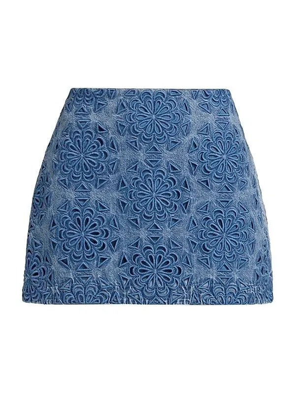 Rubi Lasercut Denim Miniskirt