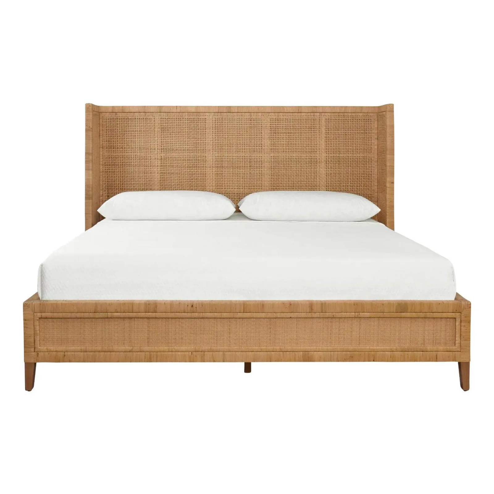 Matthew Izzo Home - Dolly King Bed Frame - Rattan Winged Headboard & Platform