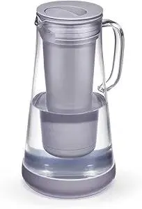LifeStraw Home– Water Filter Pitcher, 7-Cup, Glass with Silicone Base, Wisteria, for Everyday Protection Against Bacteria, parasites, microplastics, Lead, Mercury, PFAS and a Variety of Chemicals