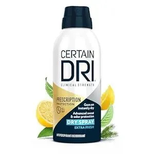 Certain Dri Prescription-Strength Clinical Antiperspirant Dry Spray - 72-Hour Sweat & Odor Protection for Men & Women - Extra Fresh Scent - Hyperhidrosis Treatment - 4.2 oz