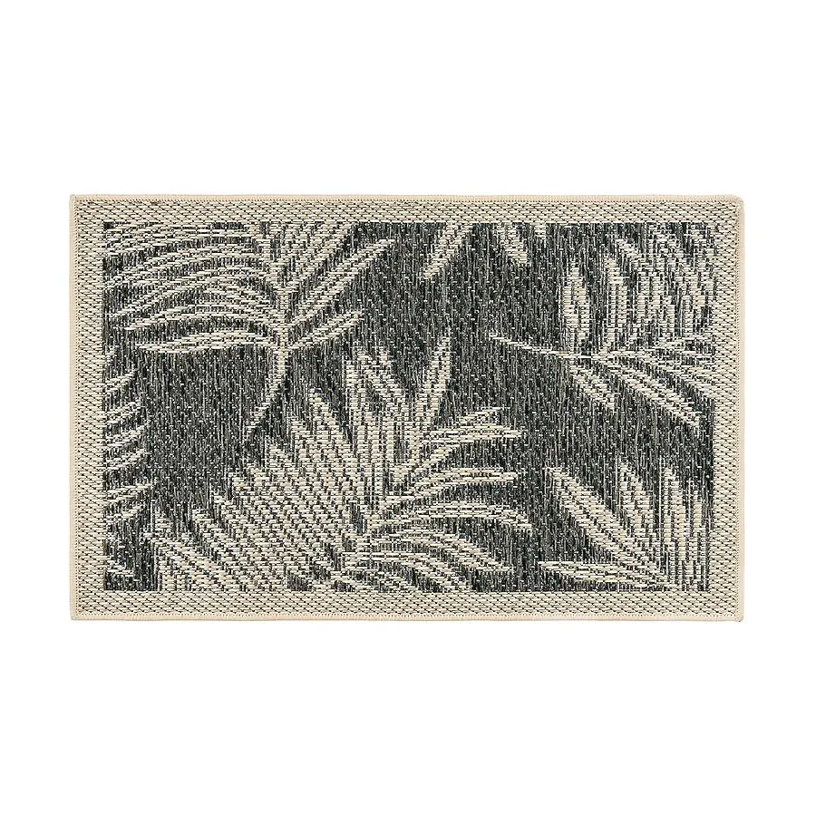World Rug Gallery Patio 2 x 4 (ft) Flatweave Blue Rectangular Indoor/Outdoor Floral/Botanical Global Pet Friendly Area rug