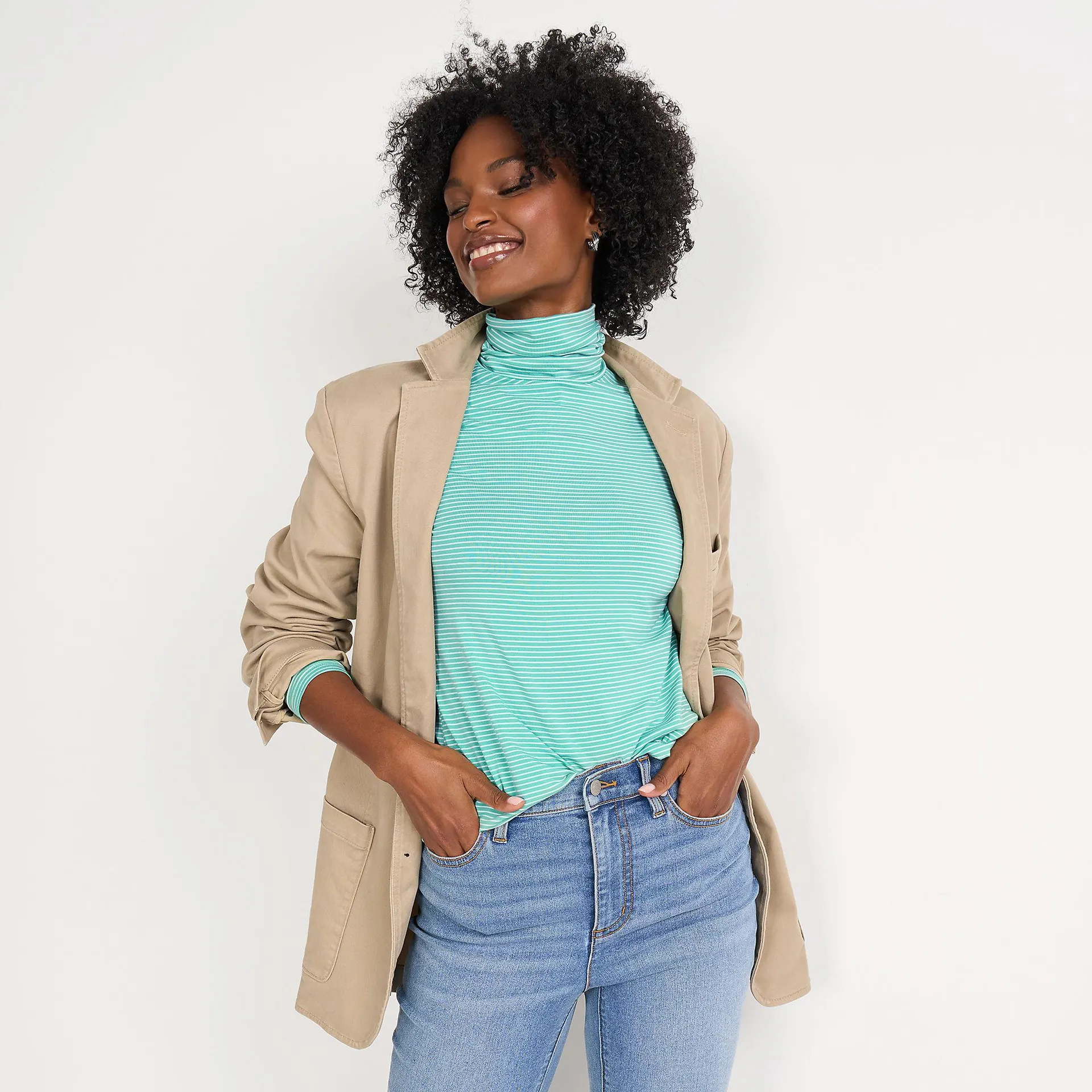 Women's Lightweight Jersey Skimming Long Sleeve Turtleneck