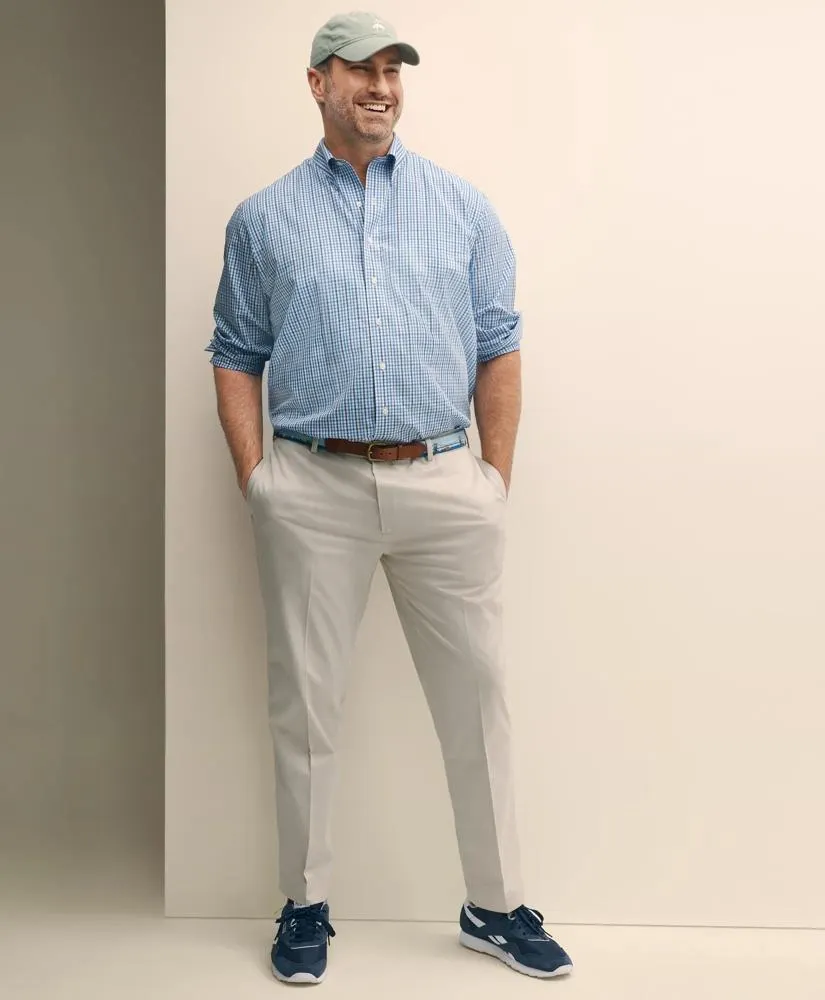 Big & Tall Stretch Cotton Non-Iron Polo Button Down Collar, Gingham Shirt