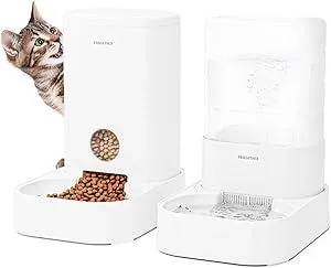 PAWGETHER® 2 Pack Gravity Cat Feeder and Water Dispenser 1 Gallon/3.5L Automatic Cat and Dog Feeder and Waterer with Pet Food Bowl for Puppy Kitten