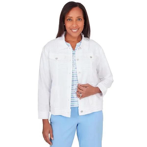 Womens Alfred Dunner Hyannisport Novelty Jacket with Fringe Trim