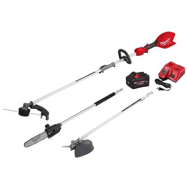 M18 FUEL 18V 16 in. Brushless Cordless QUIK-LOK String Trimmer 8.0 Ah FORGE Kit w/ Pole Saw & Brush Cutter Attachments