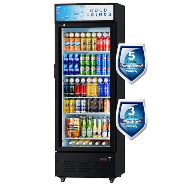 27 Wide in. 15 cu. ft. Foot Commercial Upright Display Refrigerator 1 Glass Door Beverage Refrigerator (Black)