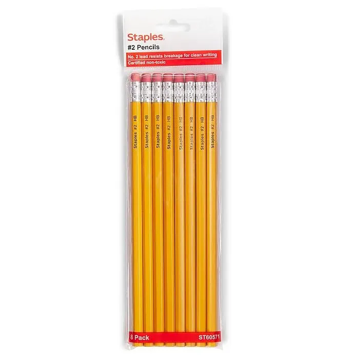 Staples® Wooden Pencil, 2.2mm, #2 Medium Lead, 8/Pack (ST60571-US)