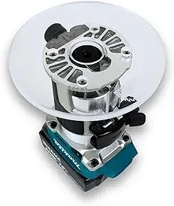 WOOD GRAN JUNKIE TrimFit Pro 6” Round Router Base Plate for Makita RT0701C, XTR01Z- Pre-Drilled, 3/8” Thick Clear Cast Acrylic, Router Base for Woodworking, Made in USA