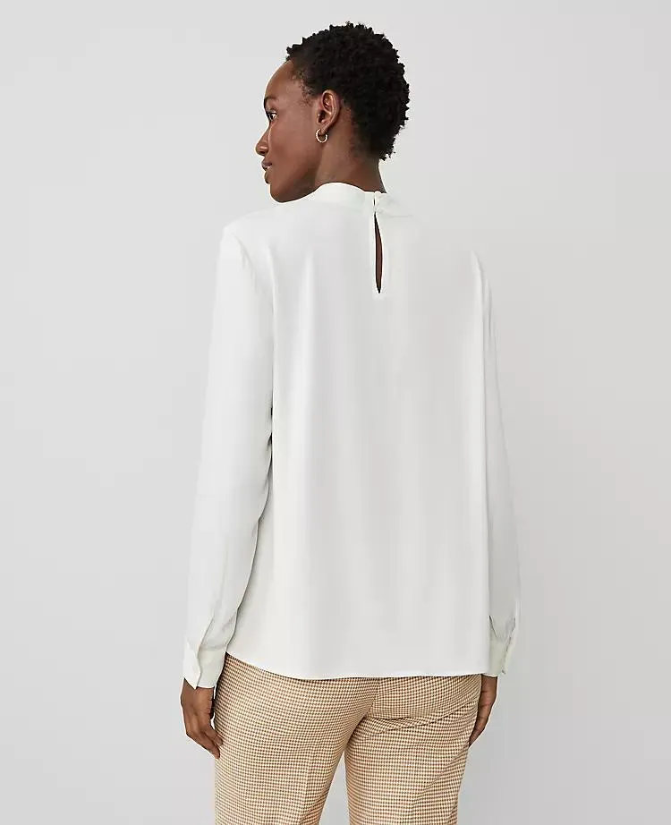 Mock Neck Drape-Front Top