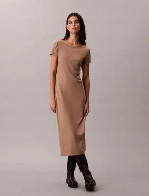 Cotton Contour Rib Short Sleeve Dress
