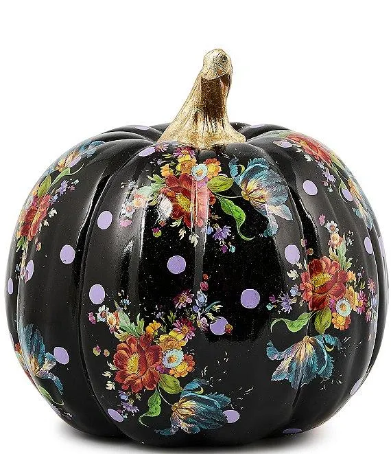Harvest Black Flower Market Medium Pumpkin Decor