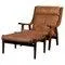 Set of Vintage Model GE530 Lounge Chair with Ottoman in Smoked Oak and Leather by Hans J. Wegner for Getama, 1970s