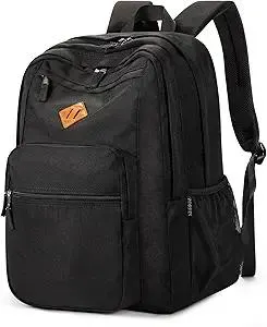 ZORFIN 26L Black Backpack for College, and Travel: Water Resistant Bookbag