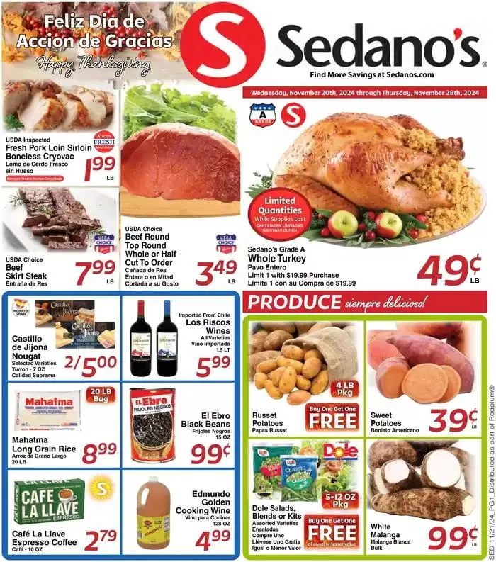 Weekly ad Sedano's weekly ad from November 20 to November 28 2024 - Page 1