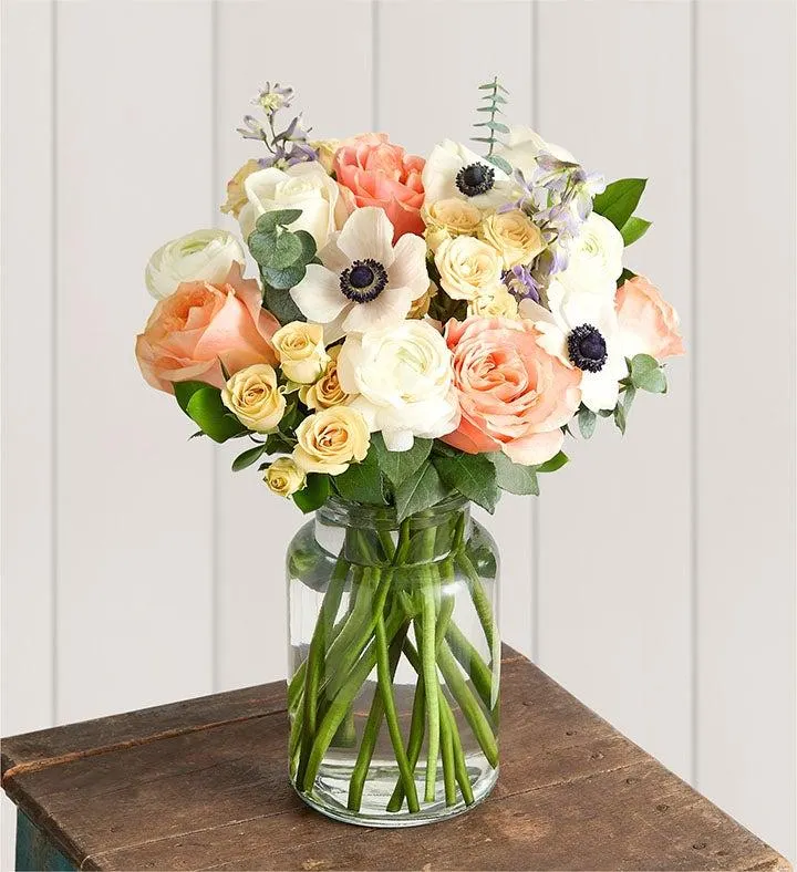Peach Blossom Garden Rose Bouquet