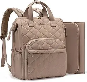 LOVEVOOK Small Diaper Bag Backpack, Mini Baby Bag for Girl Boy with Changing Pad, Diaper Backpack for Mom Dad with Stroller Buckles, Khaki