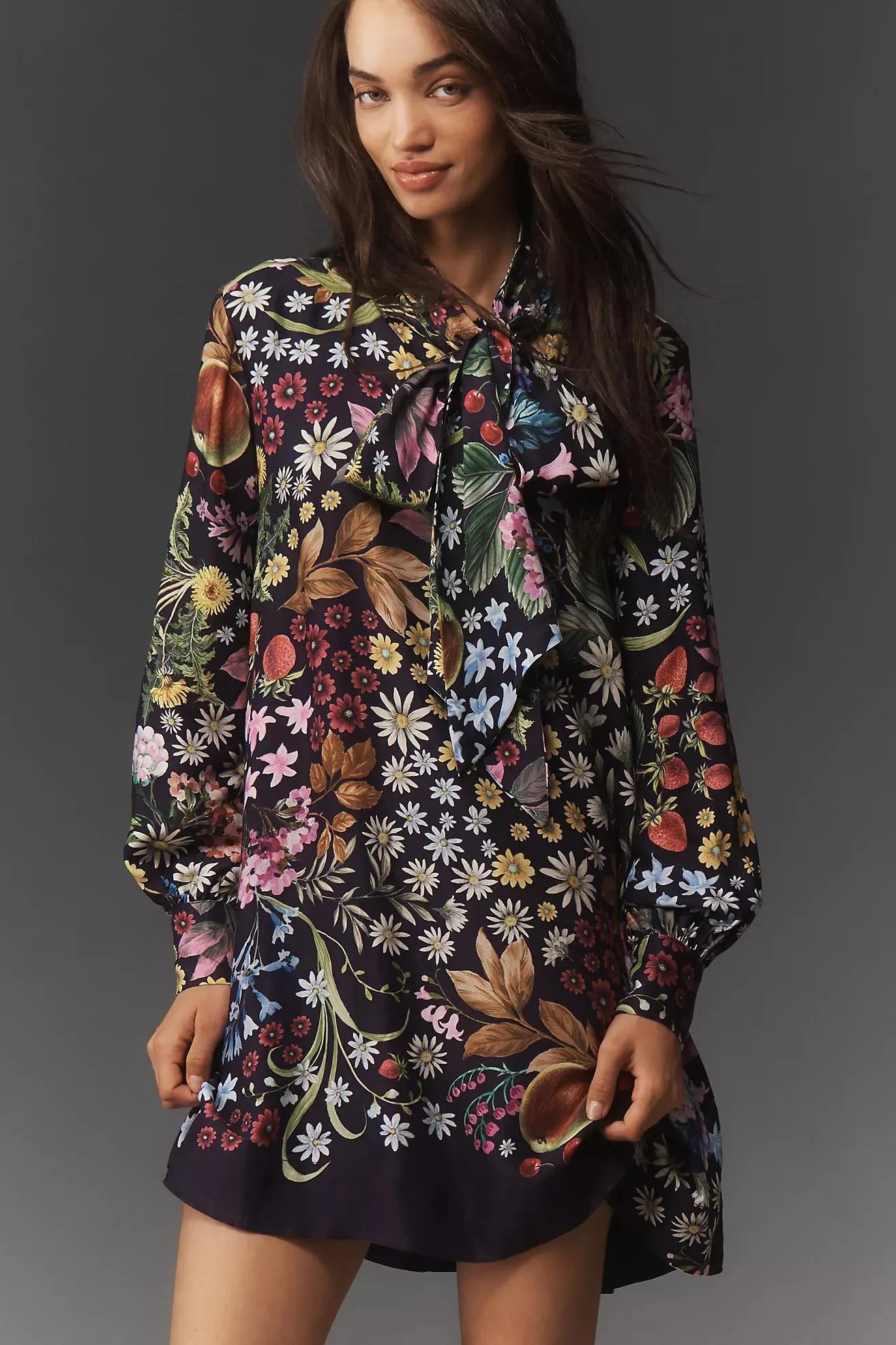 The Caroline Tie-Neck Mini Dress by Maeve