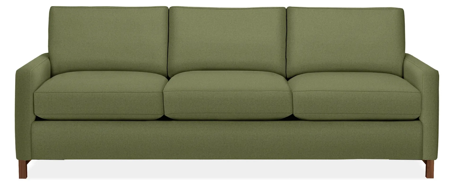 Stevens 91" Three-Cushion Sofa in Pelham Fern with Walnut Legs