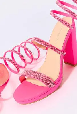 Rhinestone Wrap Up Platform Heel