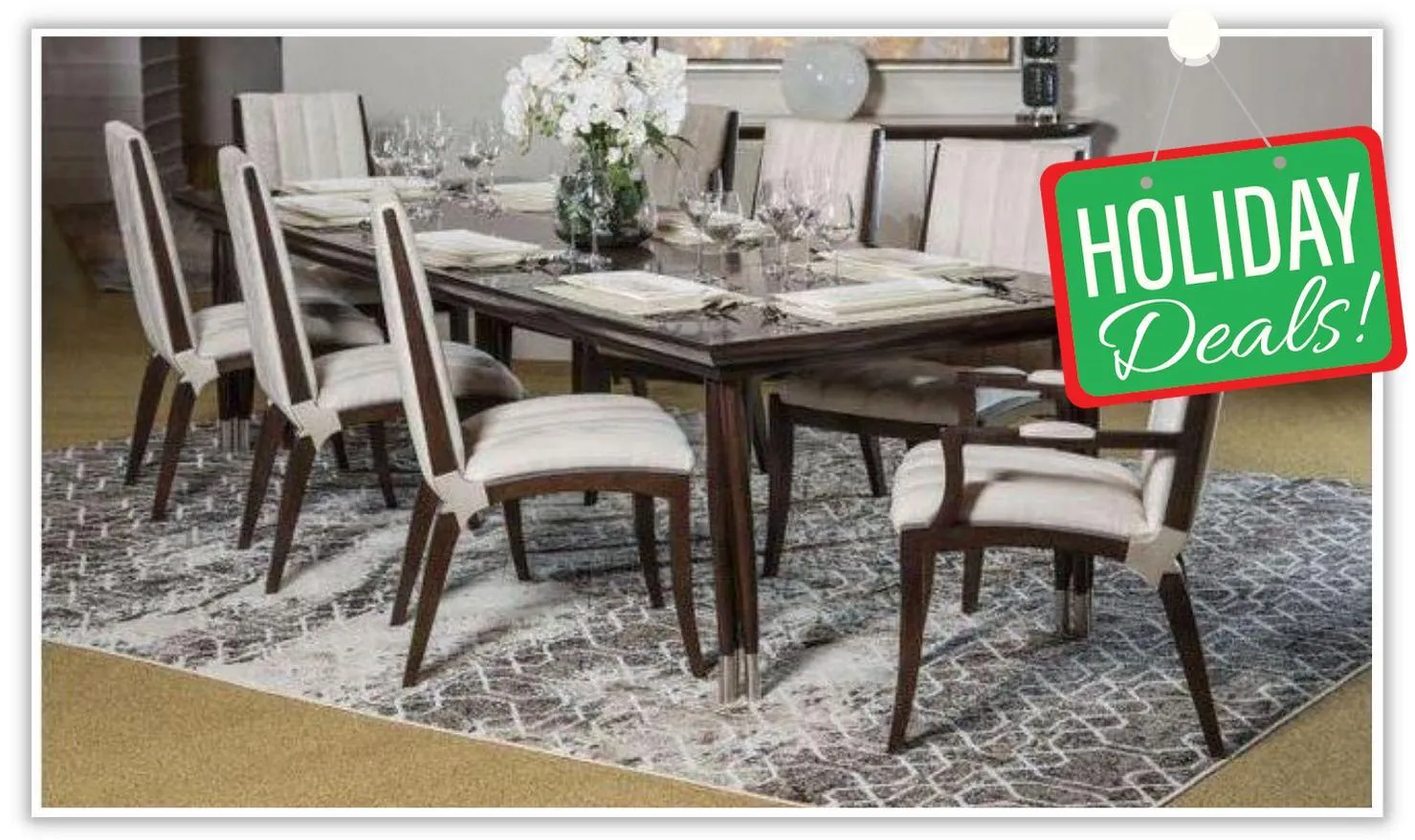 AICO Paris Chic Rectangular Dining Table Set in Espresso Finish
