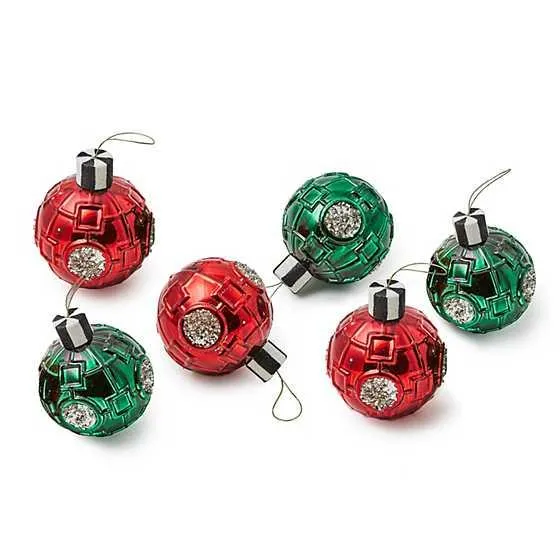 Red & Green Metallic Glass Ball Ornaments, Set of 6