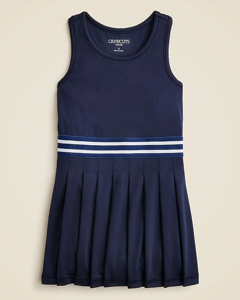 Girls' pleated dress in performance jersey