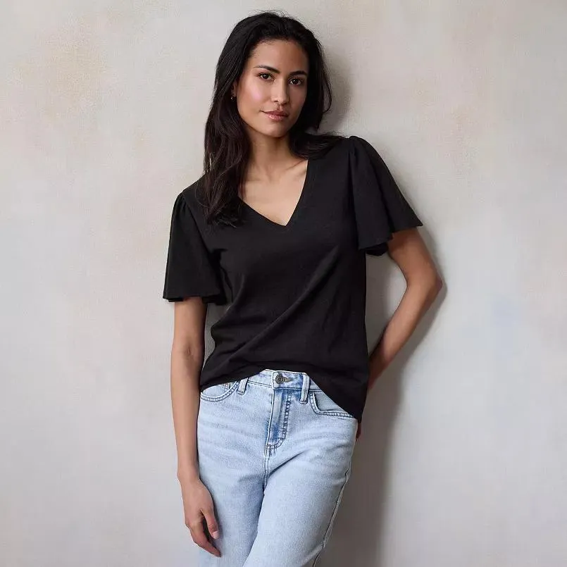 Women's LC Lauren Conrad V-Neck Flutter Sleeve Top