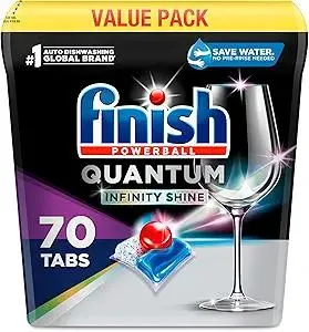 Finish Quantum Infinity Shine Dishwasher Pods, No Pre-Rinse Dishwasher Detergent Soap Removes 24HR Dried-On Stain and Grease, Leaving a Virtually Spotless Shine, 70 Count