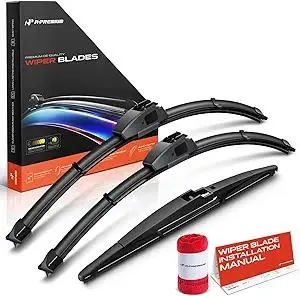 A-Premium Windshield Wiper Blades with Wear Indicator & Towel - Compatible with Suzuki Grand Vitara 2006-2013 - Front Rear Wipers Blade Set for 19"/19"/12", Hook/RL2 Arm Connector, Pack of 3