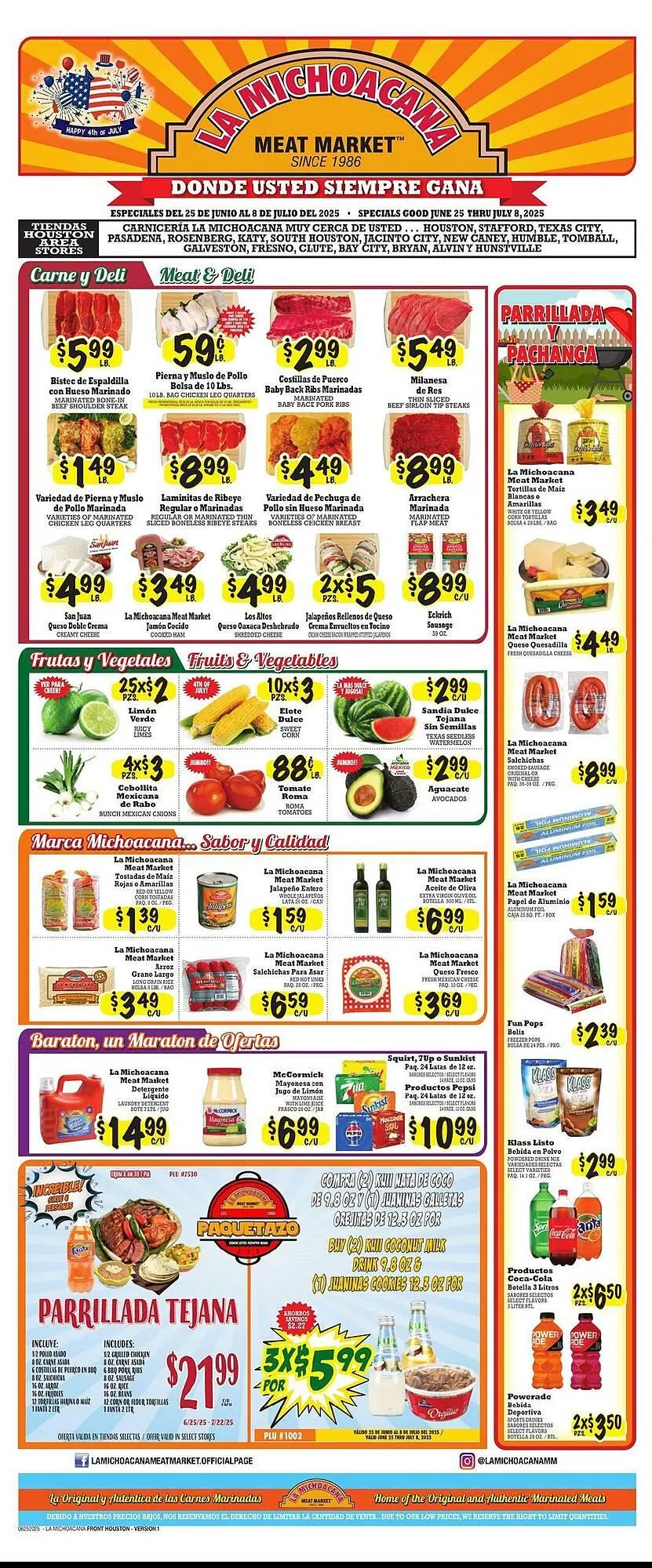 Catálogo de La Michoacana Weekly Ad 25 de junio al 8 de julio 2025 - Página 1