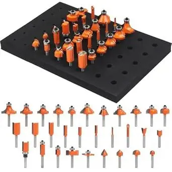 1/4 Shank Router Bits Set, Carbide Wood Router Bits for Woodworking, 30PCS, Orange